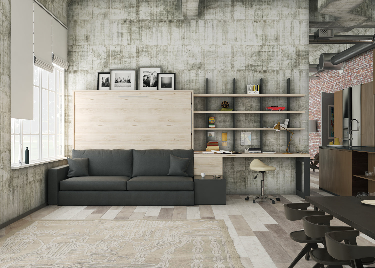Lit escamotable canapé CUBE Sofa vertical et transversal