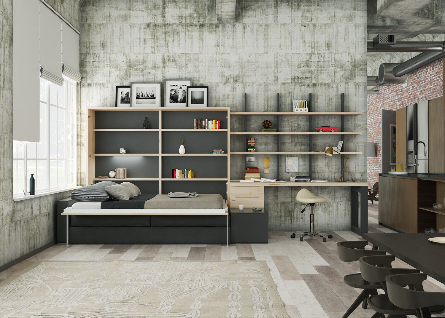 Lit escamotable canapé CUBE Sofa vertical et transversal