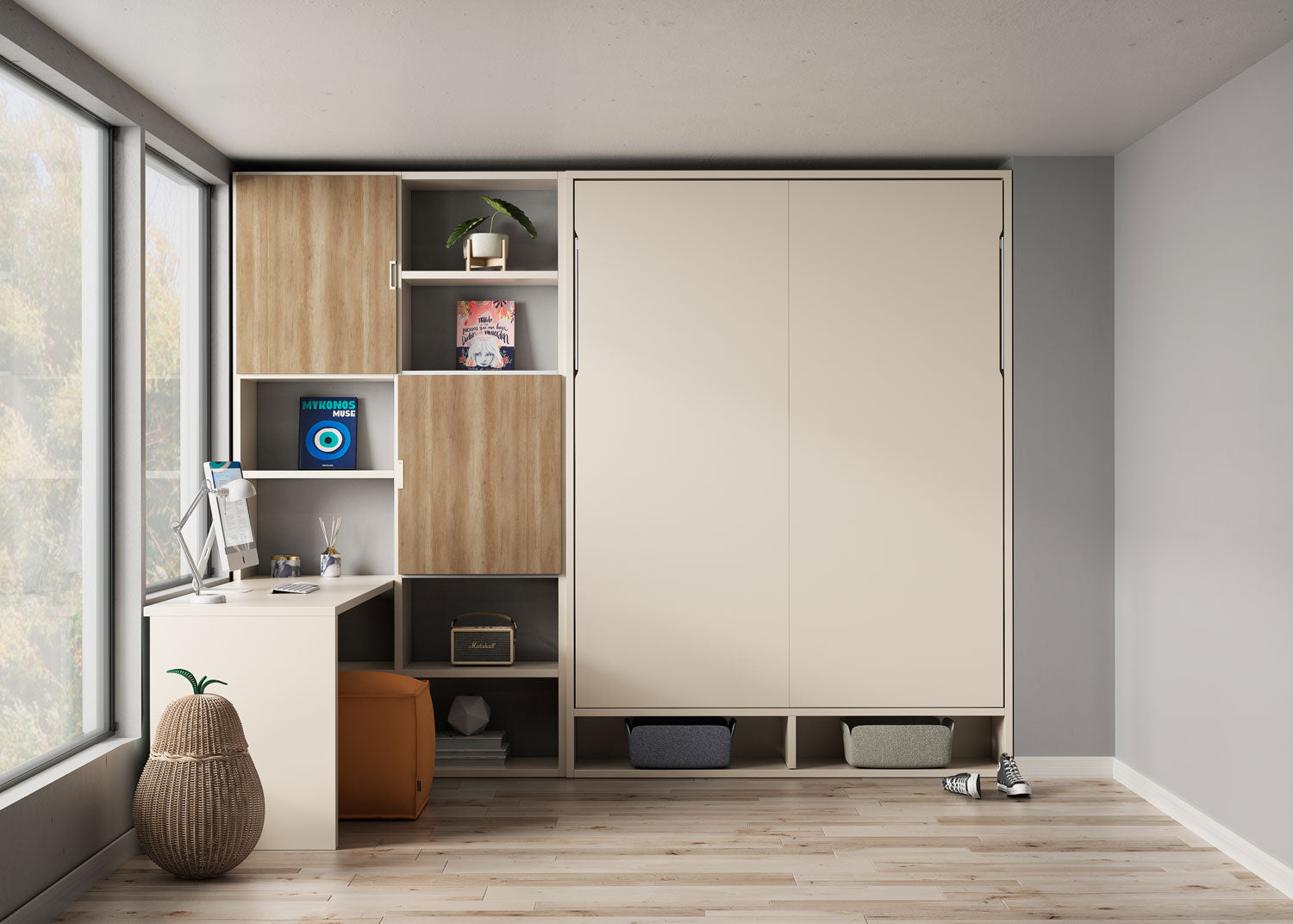 Lit escamotable CUBE vertical et transversal