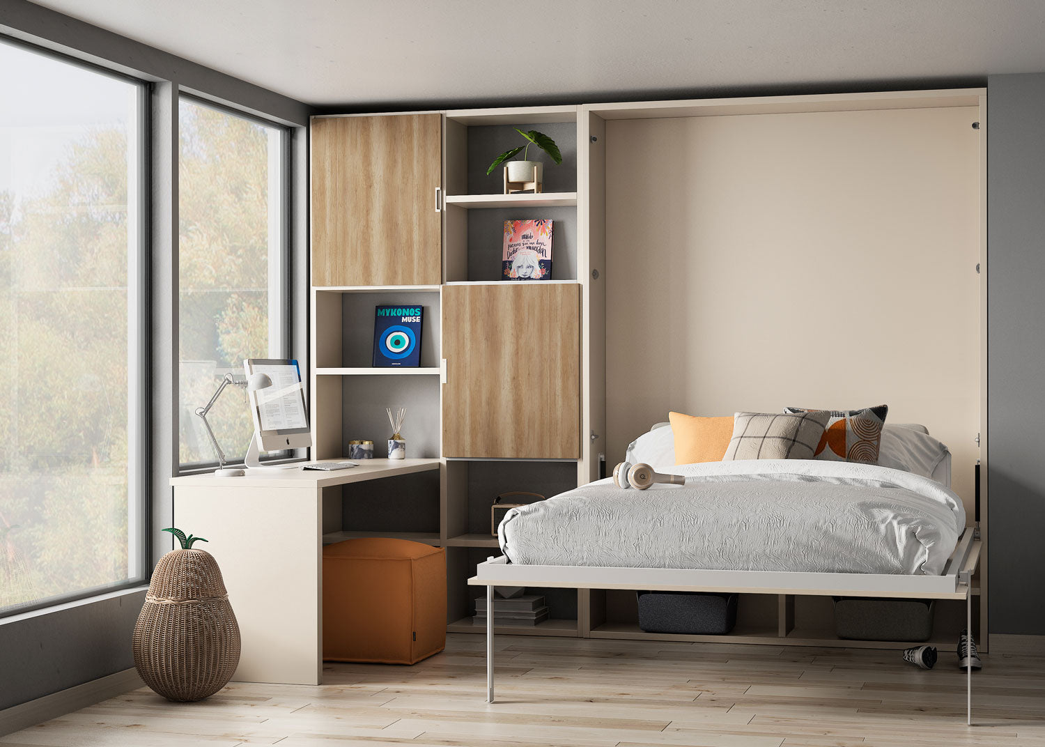 Lit escamotable CUBE vertical et transversal