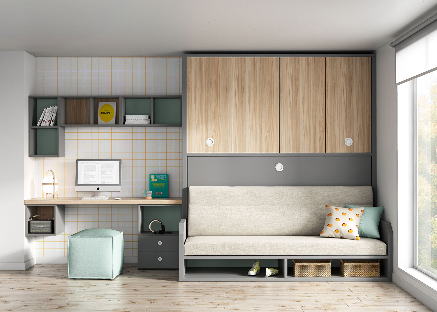 Lit escamotable canapé CUBE Sofa vertical et transversal