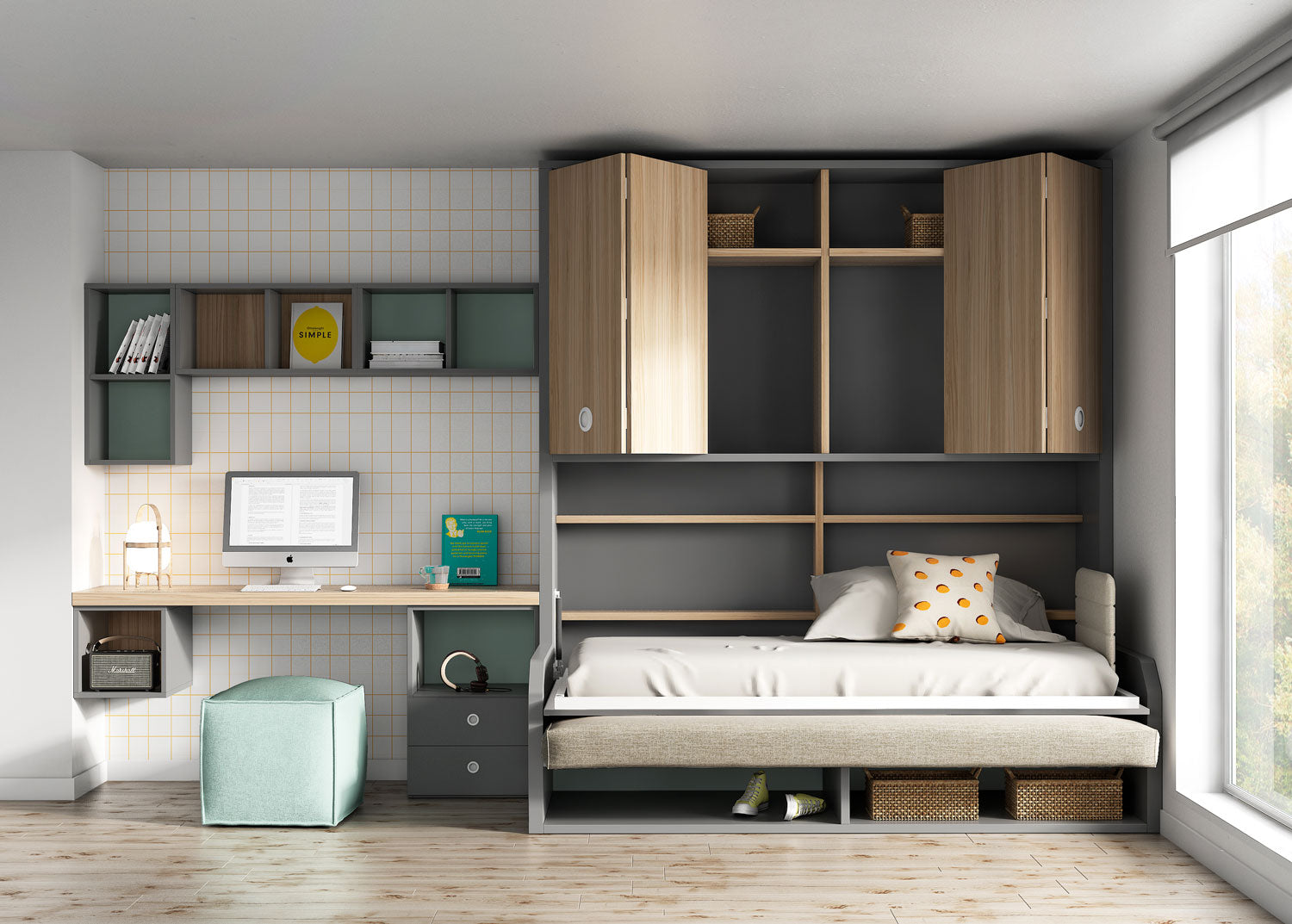 Lit escamotable canapé CUBE Sofa vertical et transversal