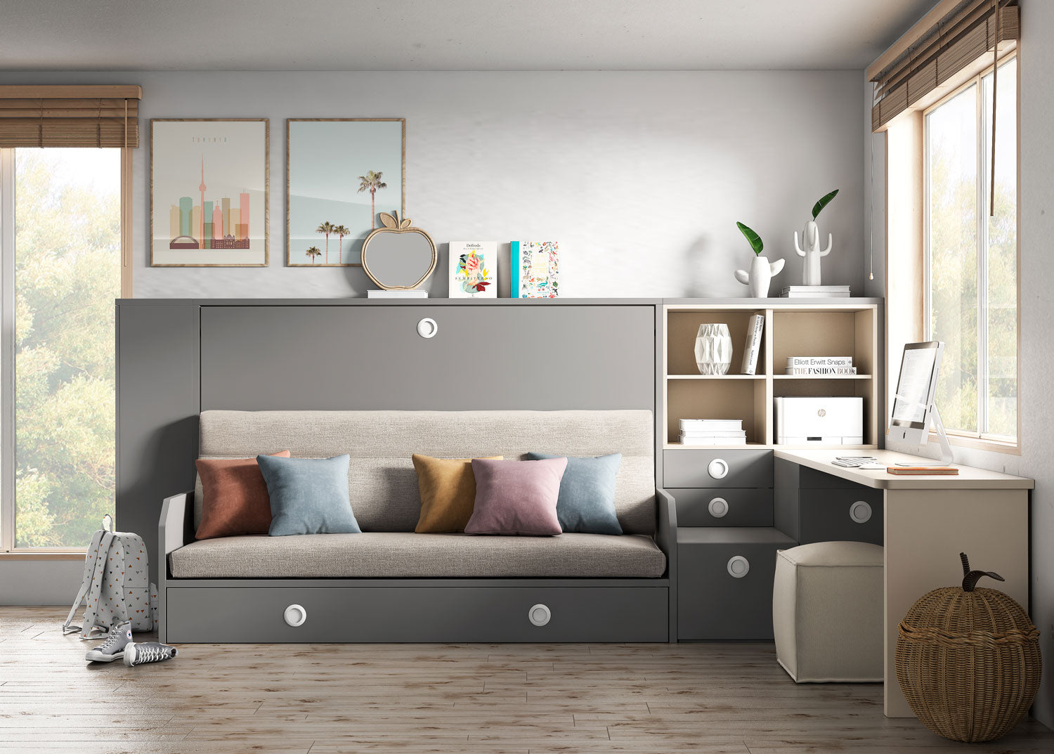 Lit escamotable canapé CUBE Sofa vertical et transversal