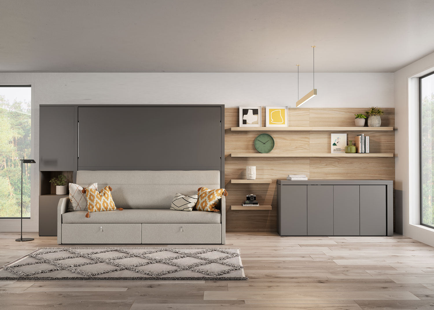 Lit escamotable canapé CUBE Sofa vertical et transversal