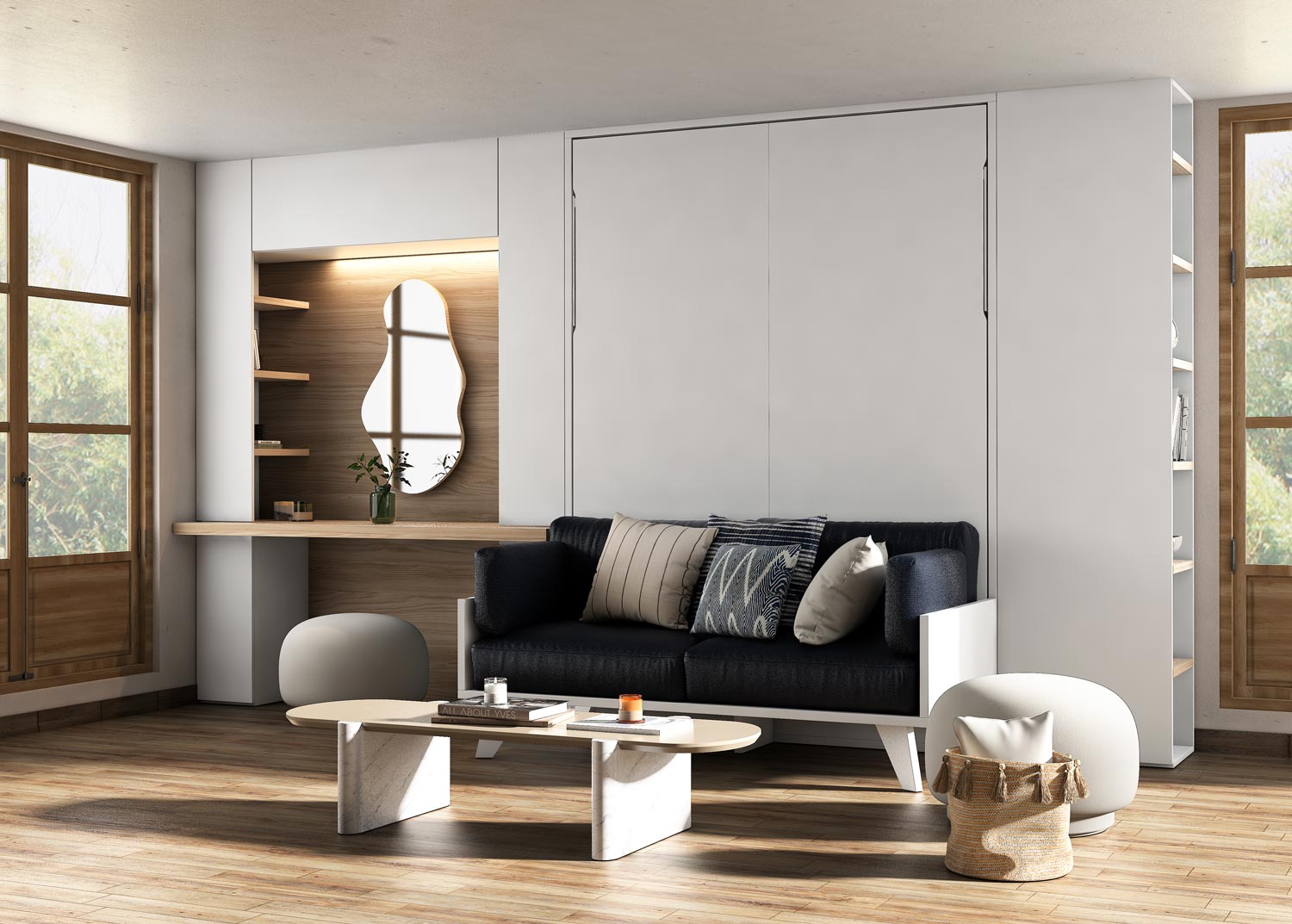 Lit escamotable canapé CUBE Sofa vertical et transversal