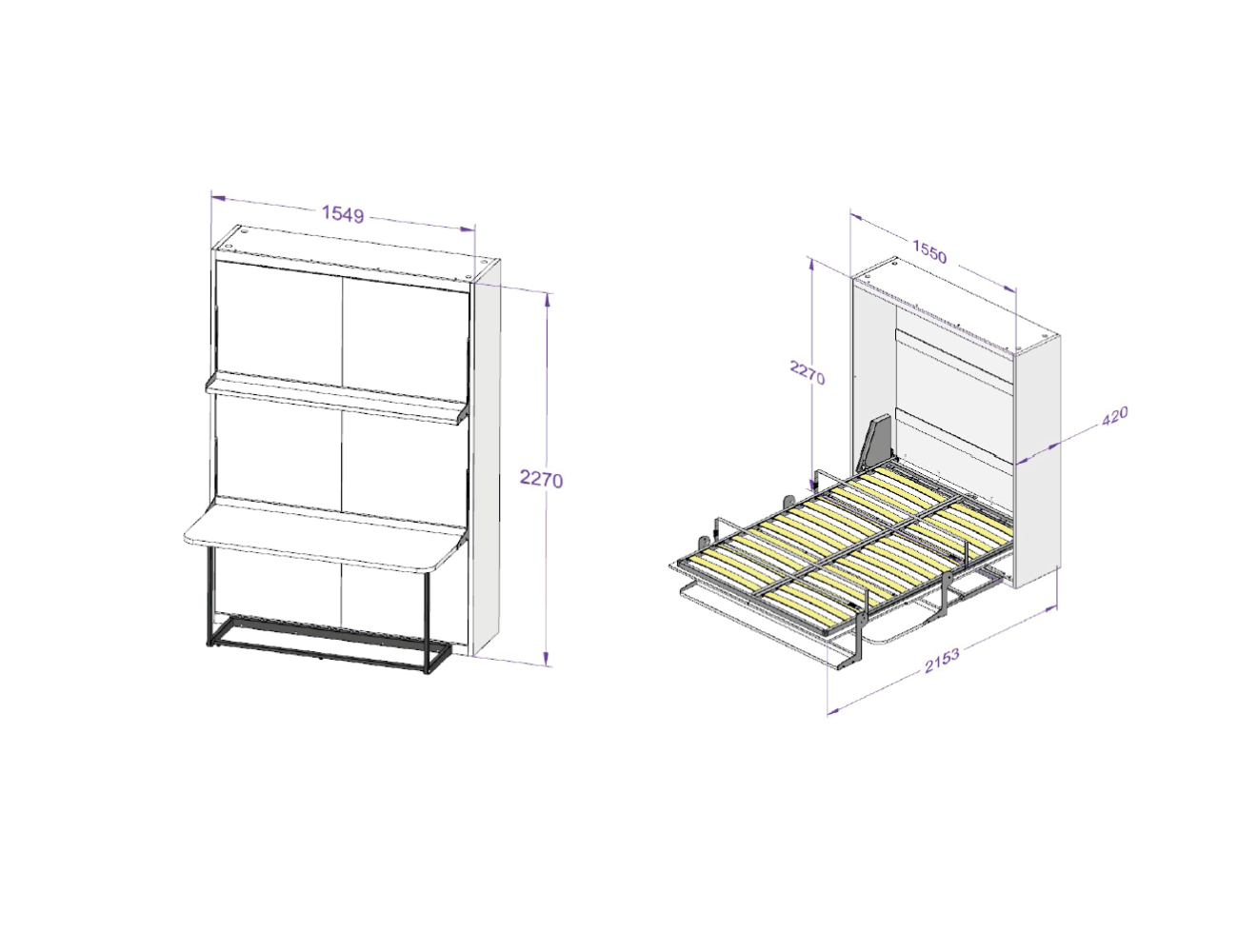 Lit escamotable bureau Tabali