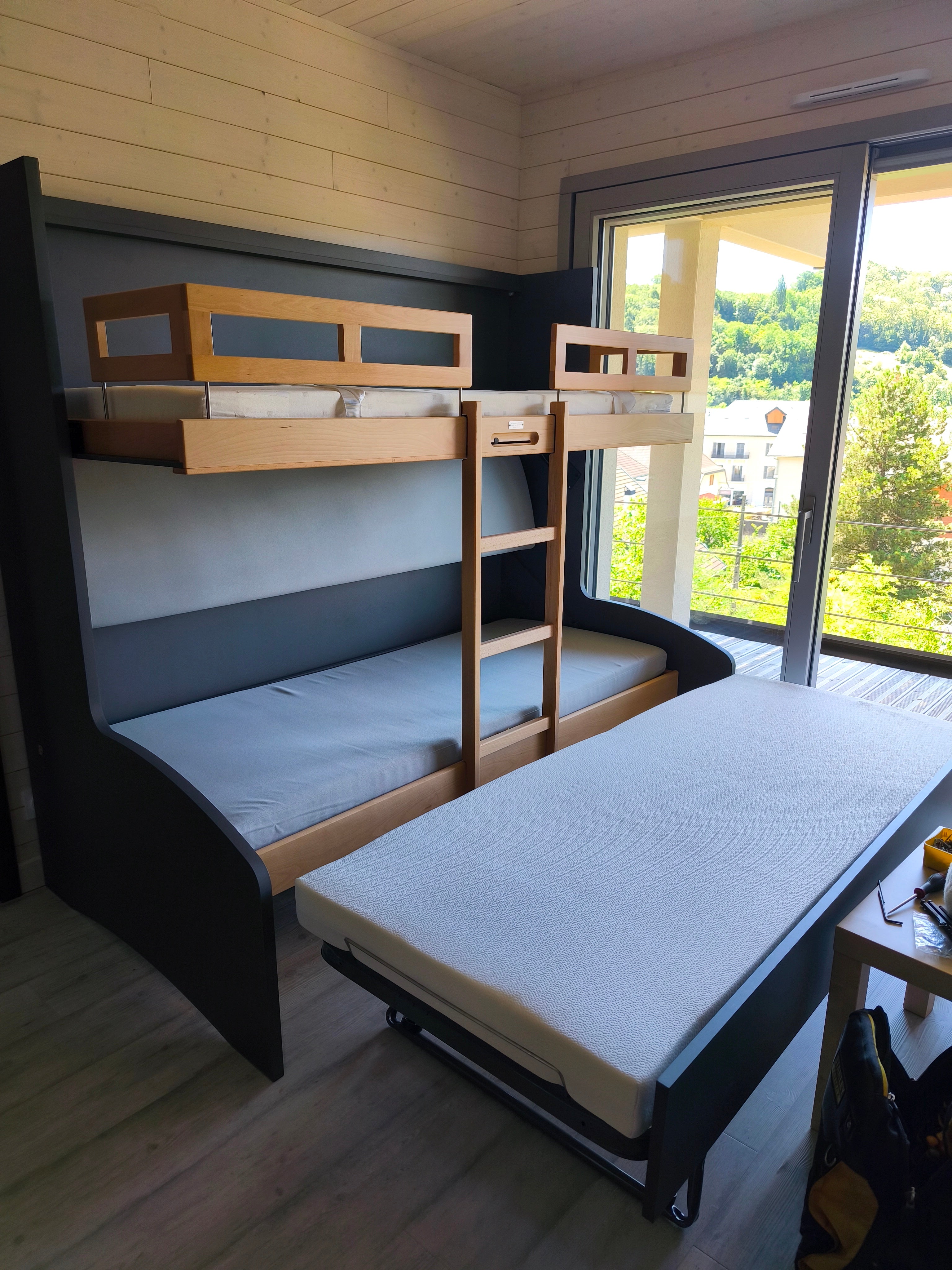 Réalisations lit escamotable superposé canapé BL4