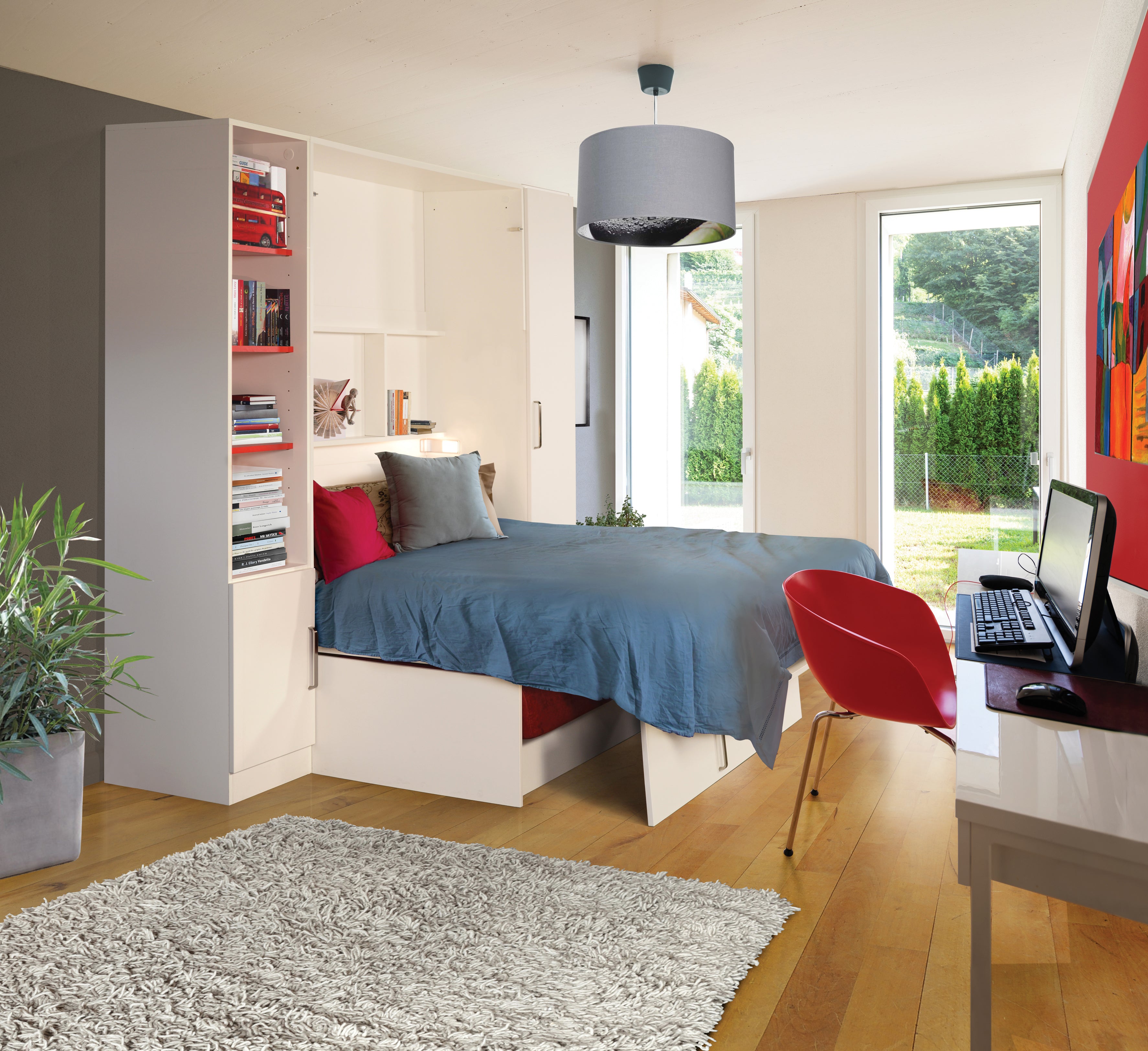 Lit escamotable coffre MELAMIX avec canapé