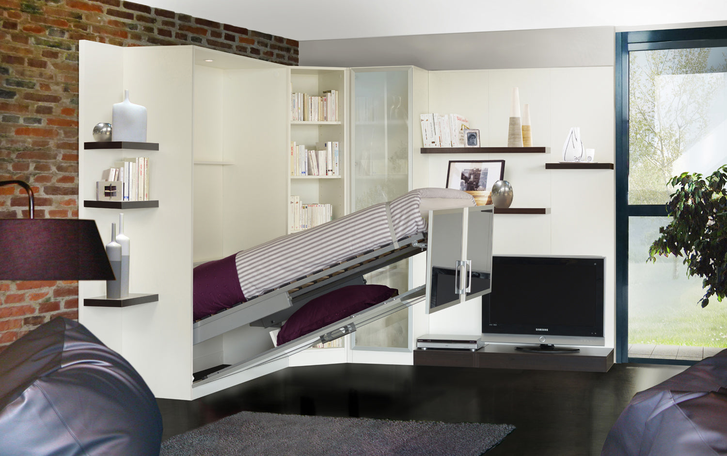 Lit escamotable MELAMIX vertical et transversal
