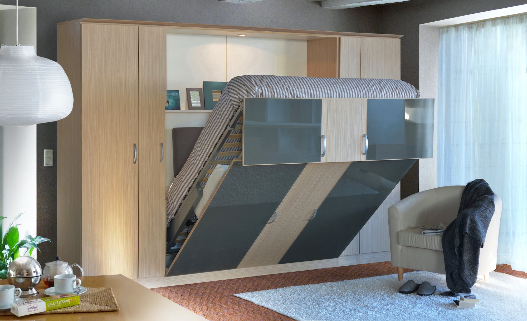 Lit escamotable MELAMIX vertical et transversal