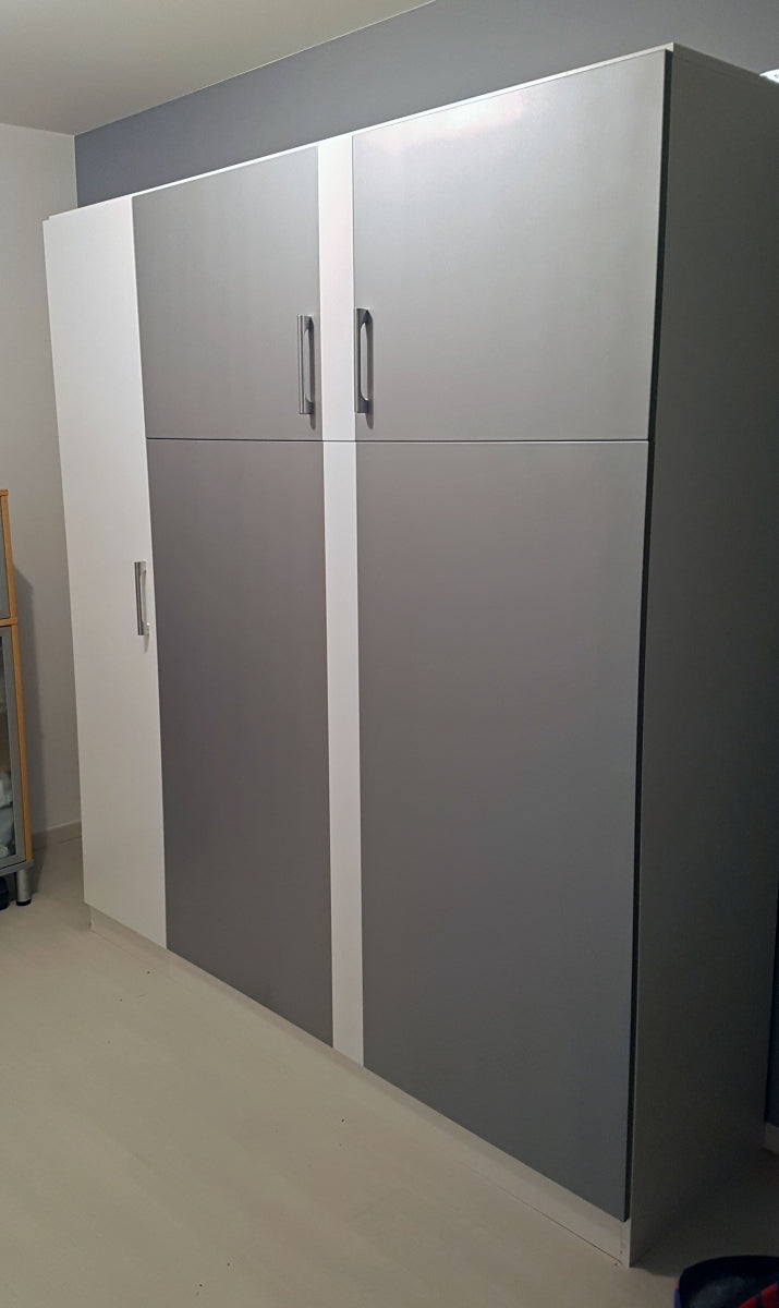 Armoire lit Melamix laqué gris