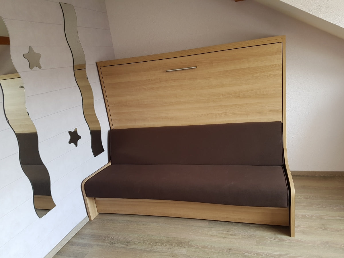 Lit escamotable Premium Sofa transversal couleur bois