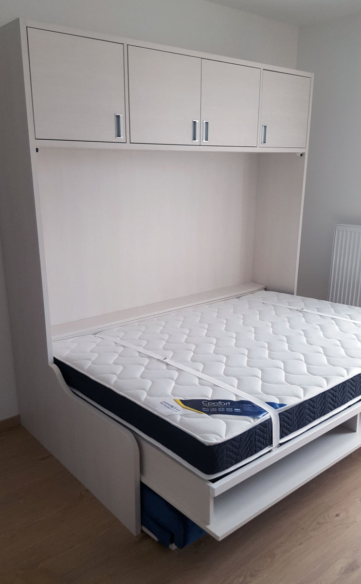 Lit escamotable Premium Sofa transversal ouvert blanc bleu