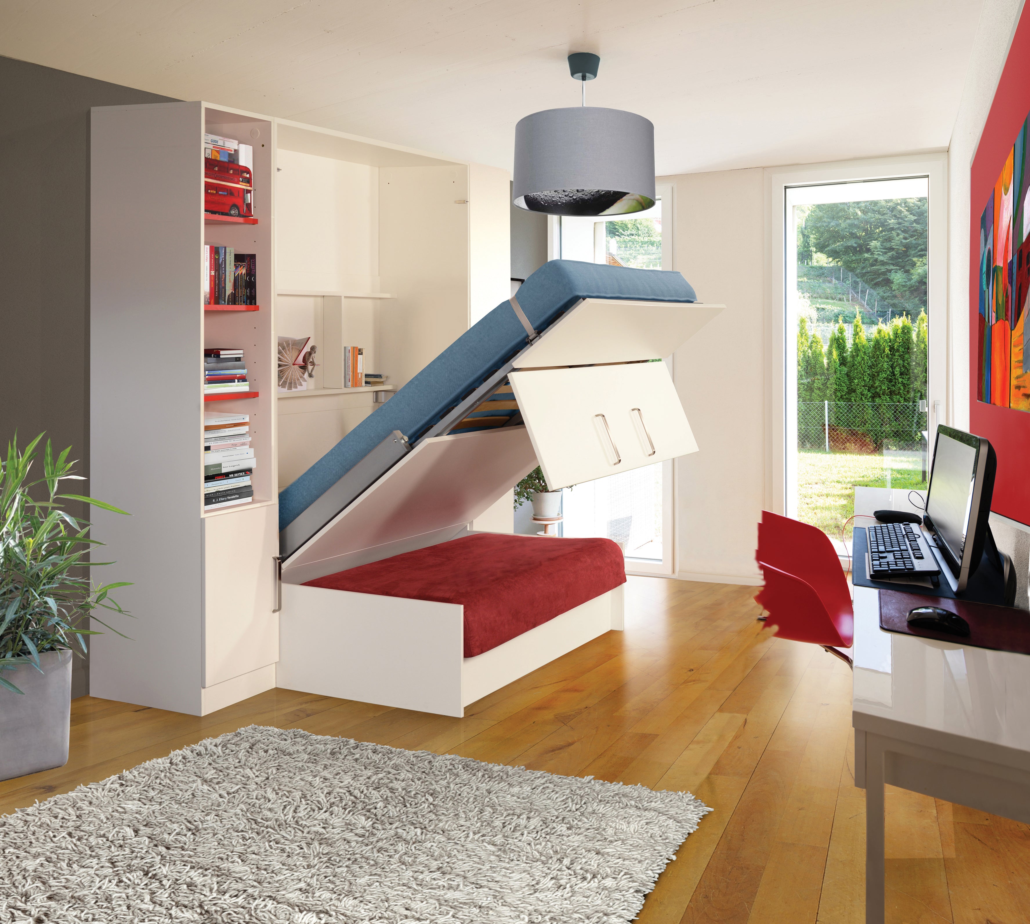 Lit escamotable coffre MELAMIX avec canapé